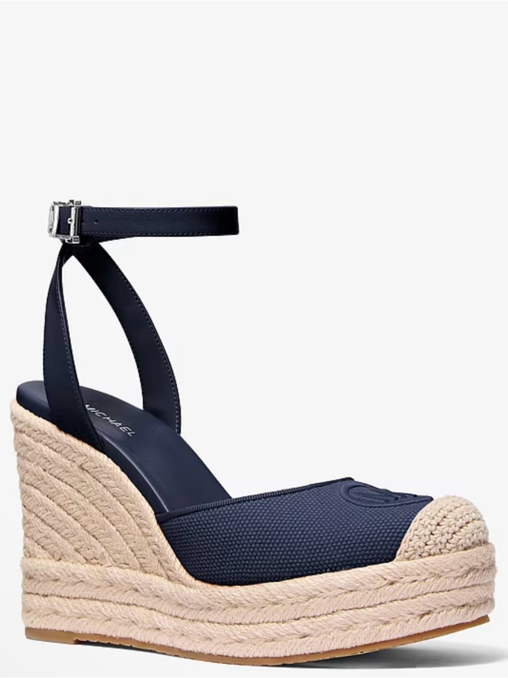 Michael Kors Navy and Cream Espadrille Wedge Sandals - Picture 5 of 7